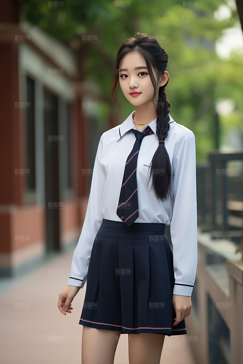 校服人物人像肖像摄影图