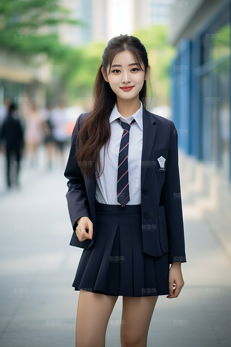 校服人物学校自然摄影图