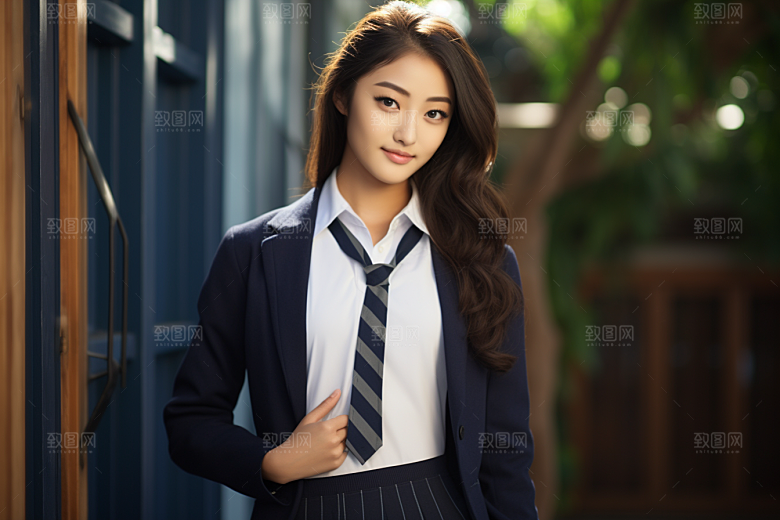 校服人物青少年自然摄影图