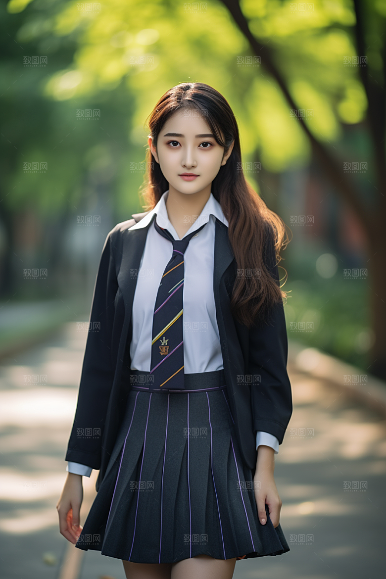 校服人物学生高清摄影图