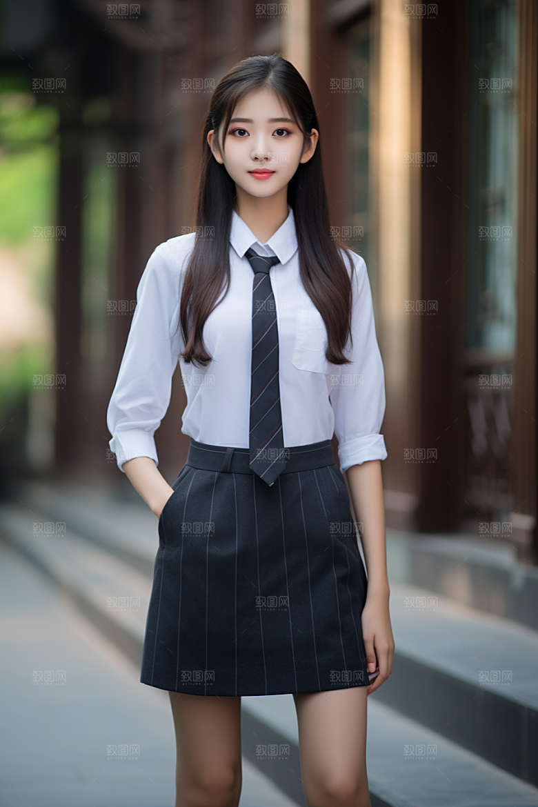 校服人物清新青春摄影图