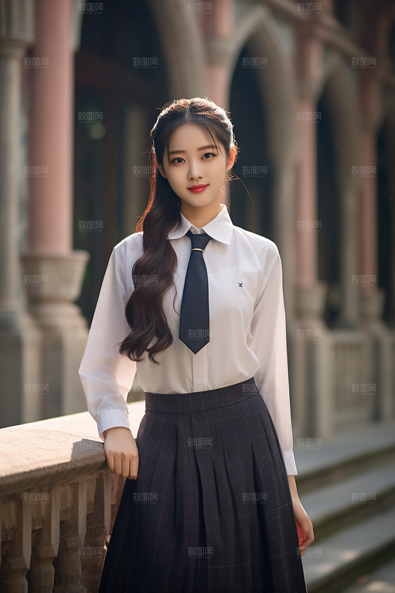 校服人物肖像高清摄影图