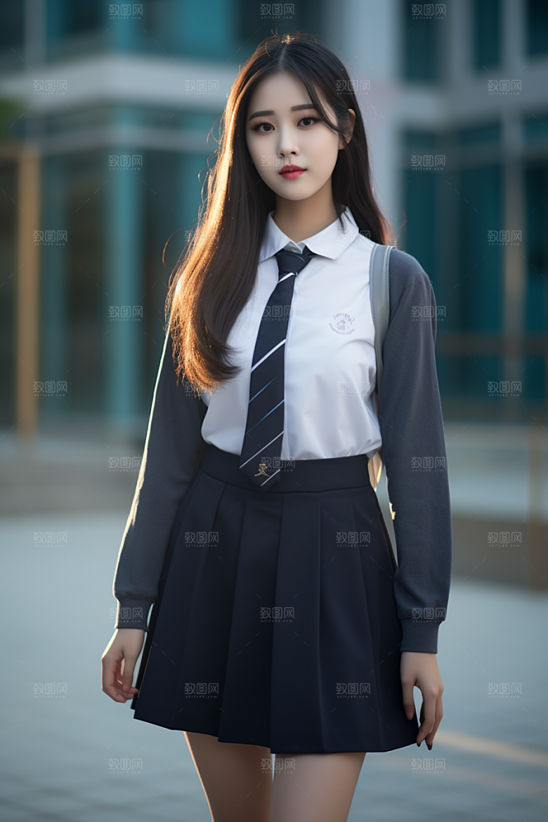 校服人物靓丽学生摄影图