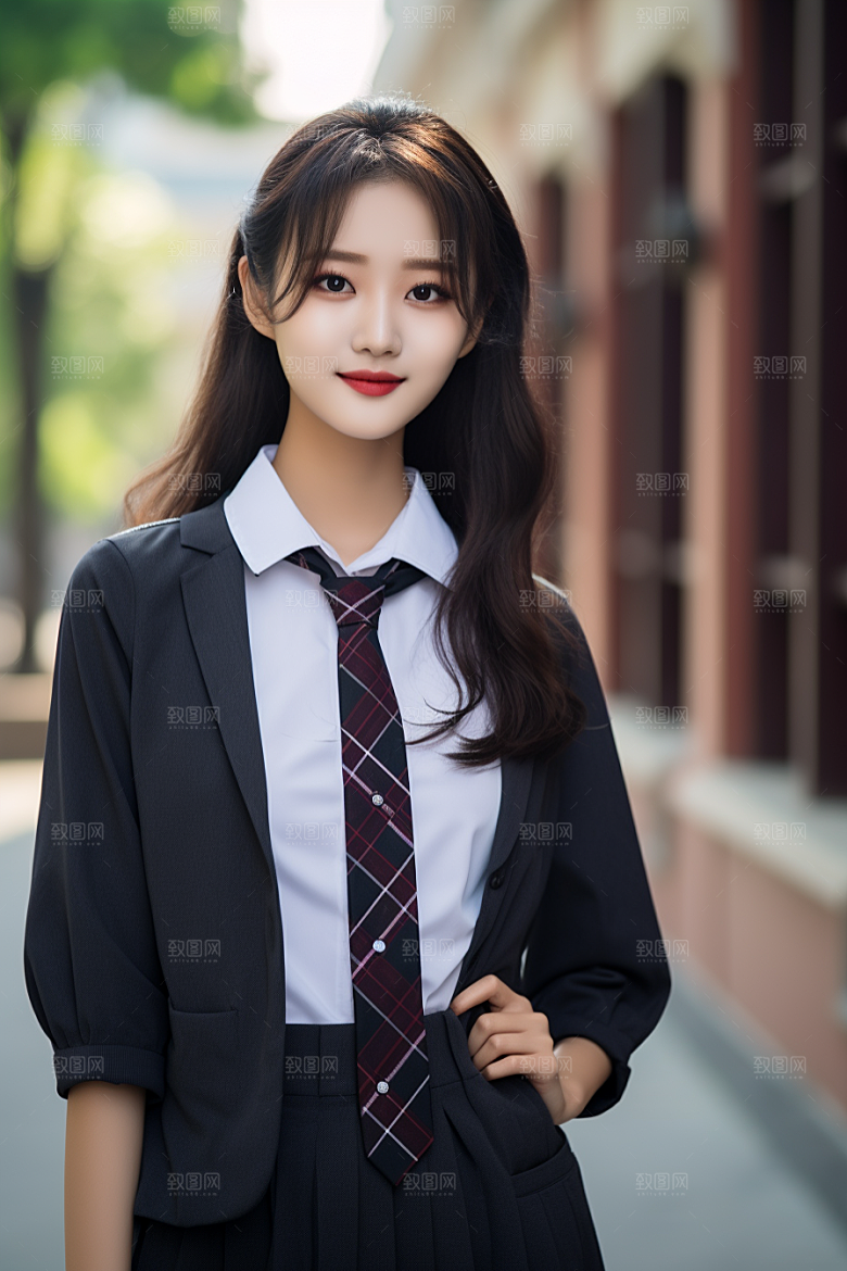 校服人物肖像自然摄影图