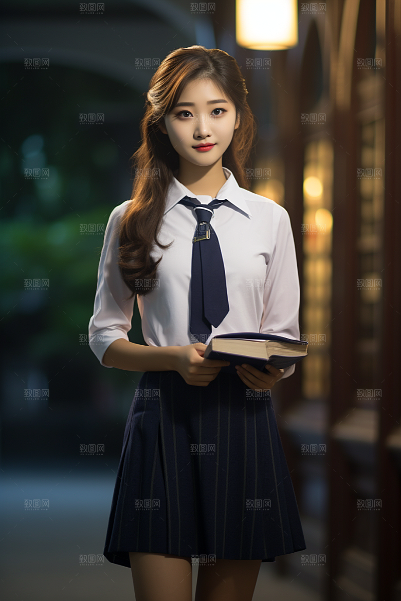 校服人物自然肖像摄影图