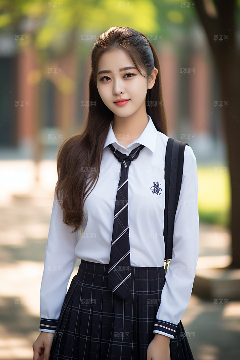 校服人物高中清新摄影图