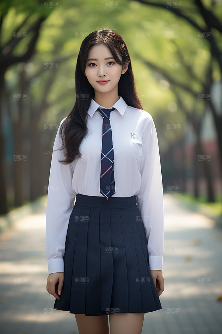 校服人物制服靓丽摄影图