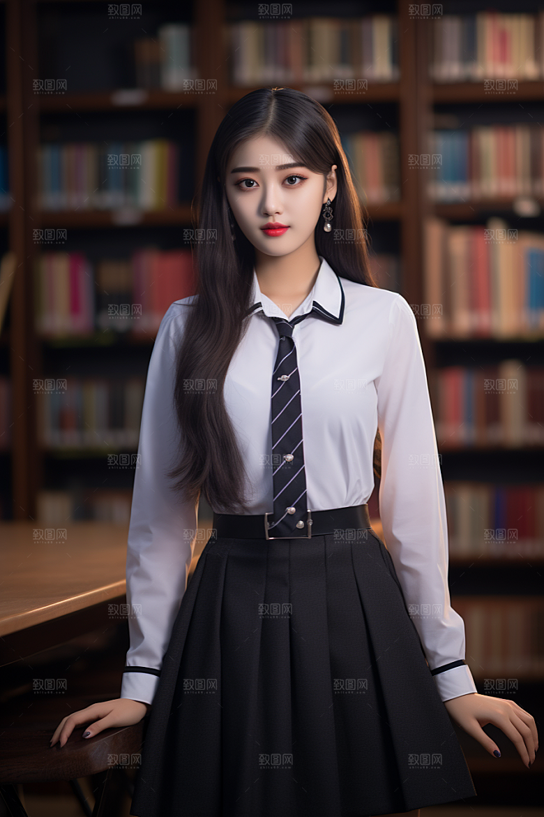 校服人物肖像校园摄影图