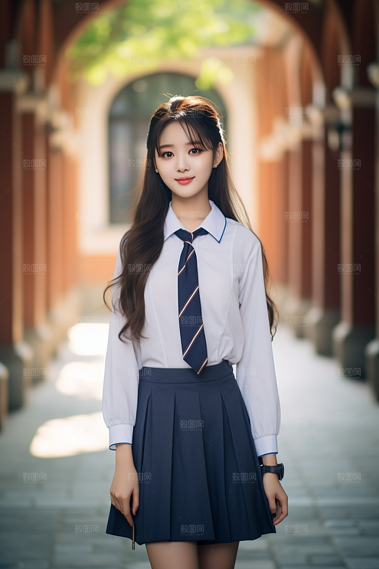 校服人物学校清新摄影图