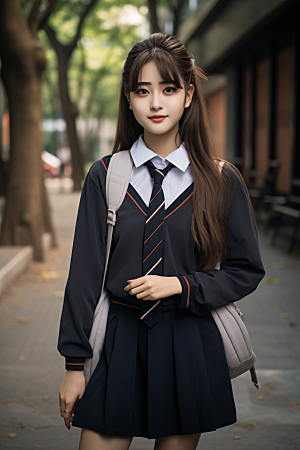 校服人物自然高清摄影图
