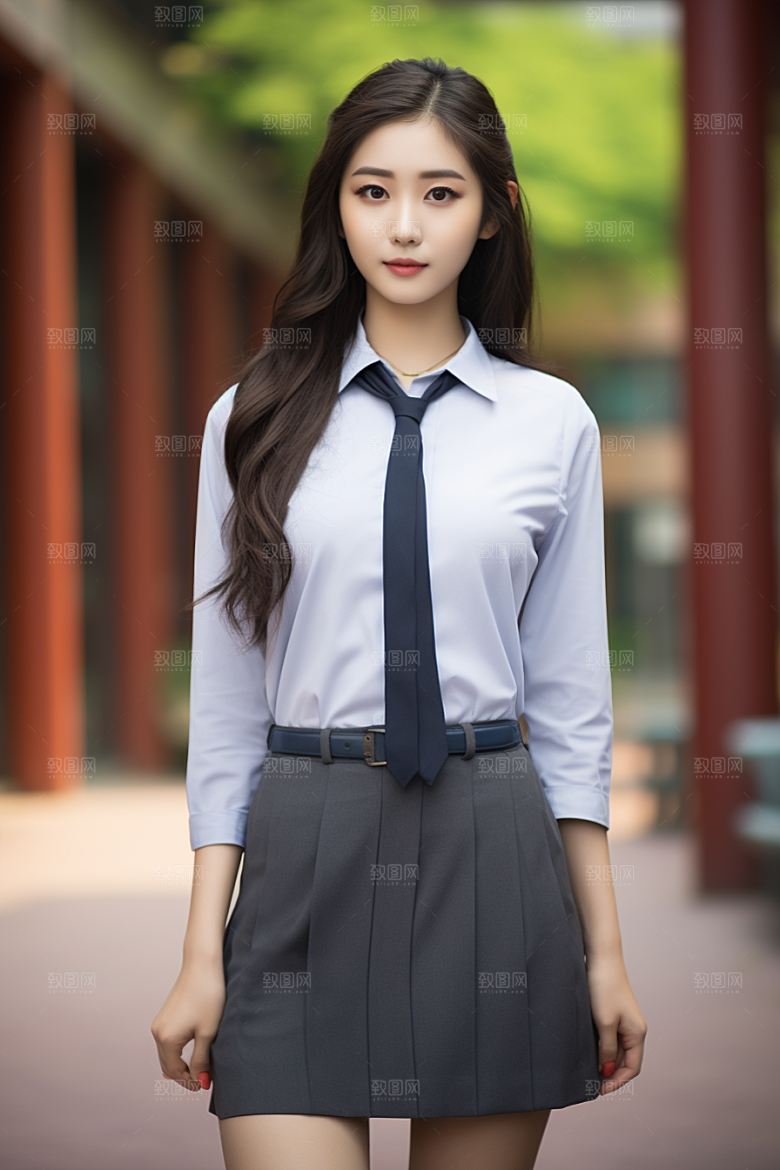 校服人物清新自然摄影图