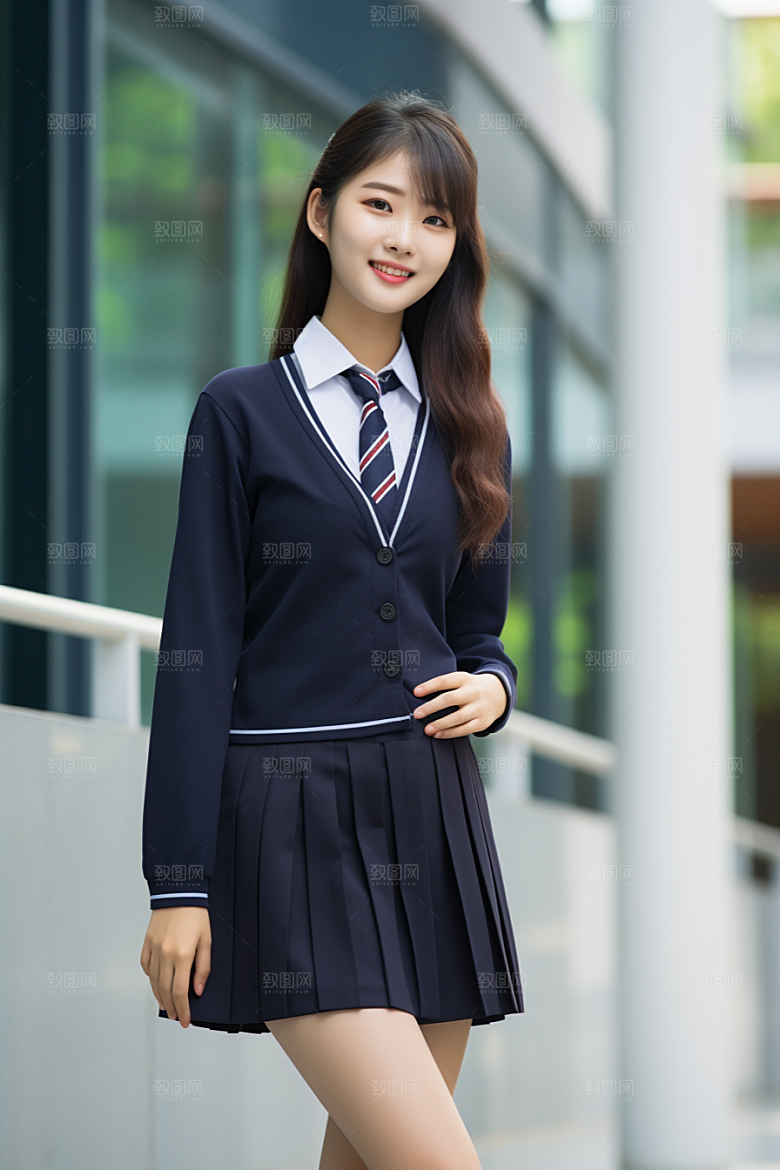 校服人物靓丽学校摄影图