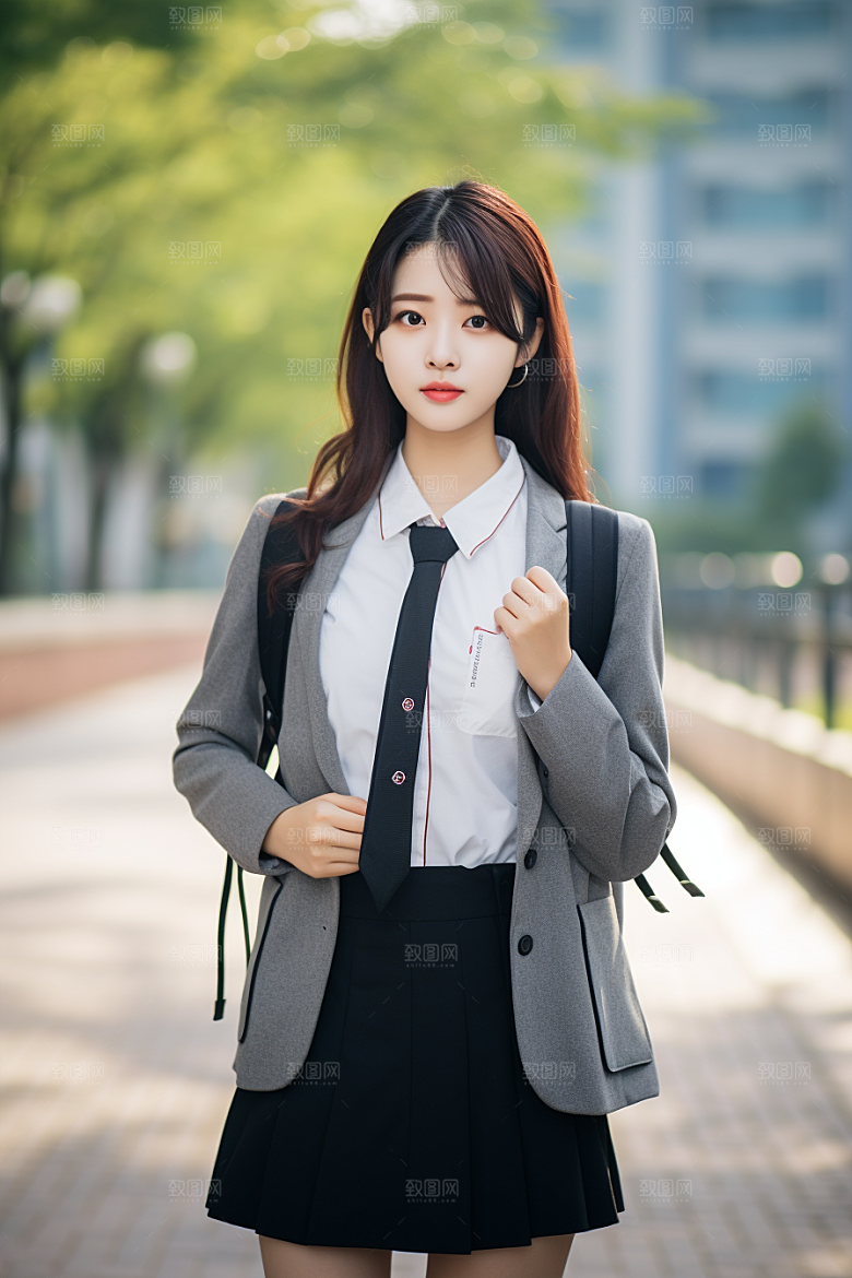 校服人物学校学生摄影图