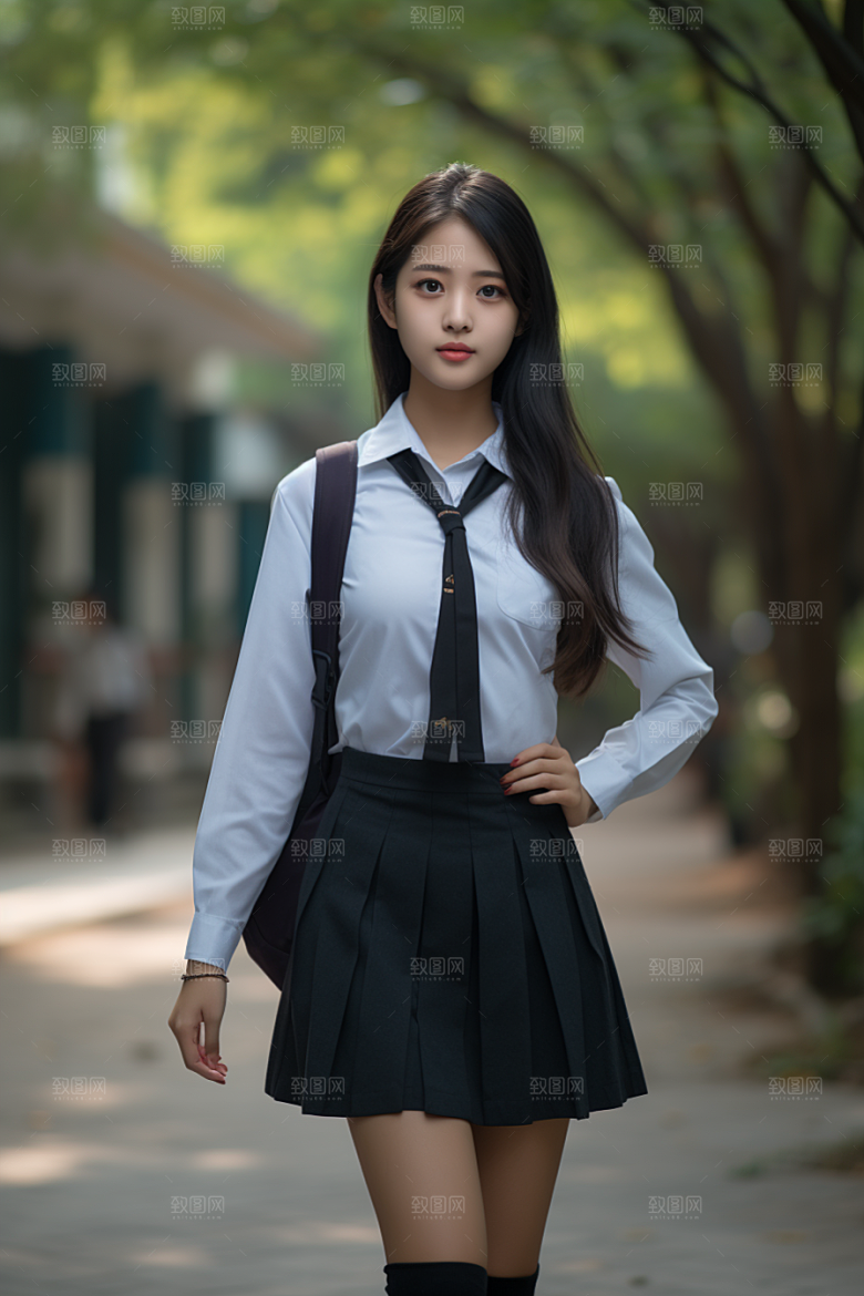 校服人物靓丽高清摄影图