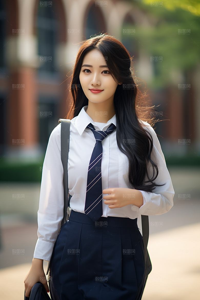 校服人物自然制服摄影图