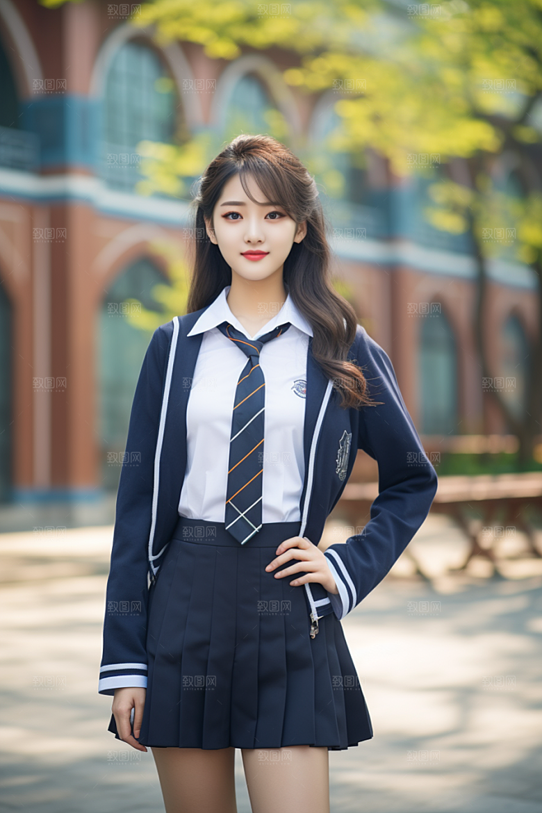 校服人物校园学生摄影图