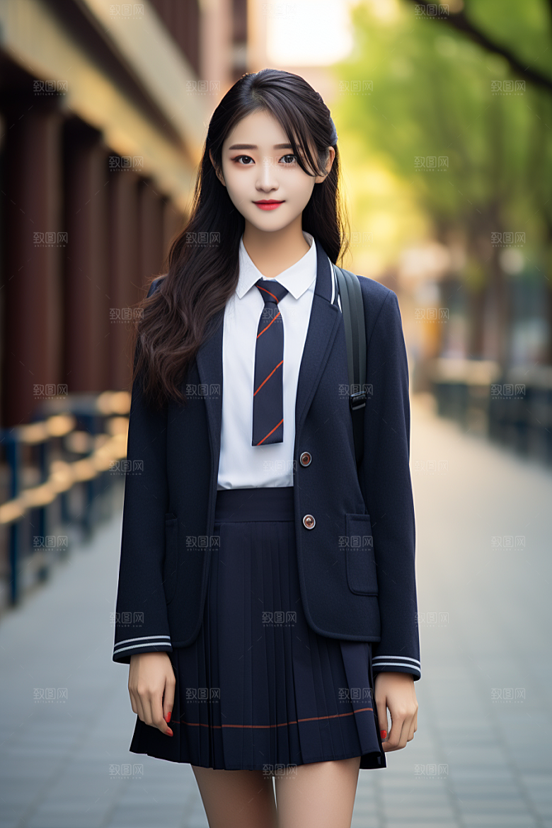 校服人物肖像高清摄影图