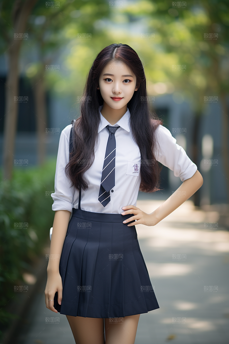 校服人物学校校园摄影图