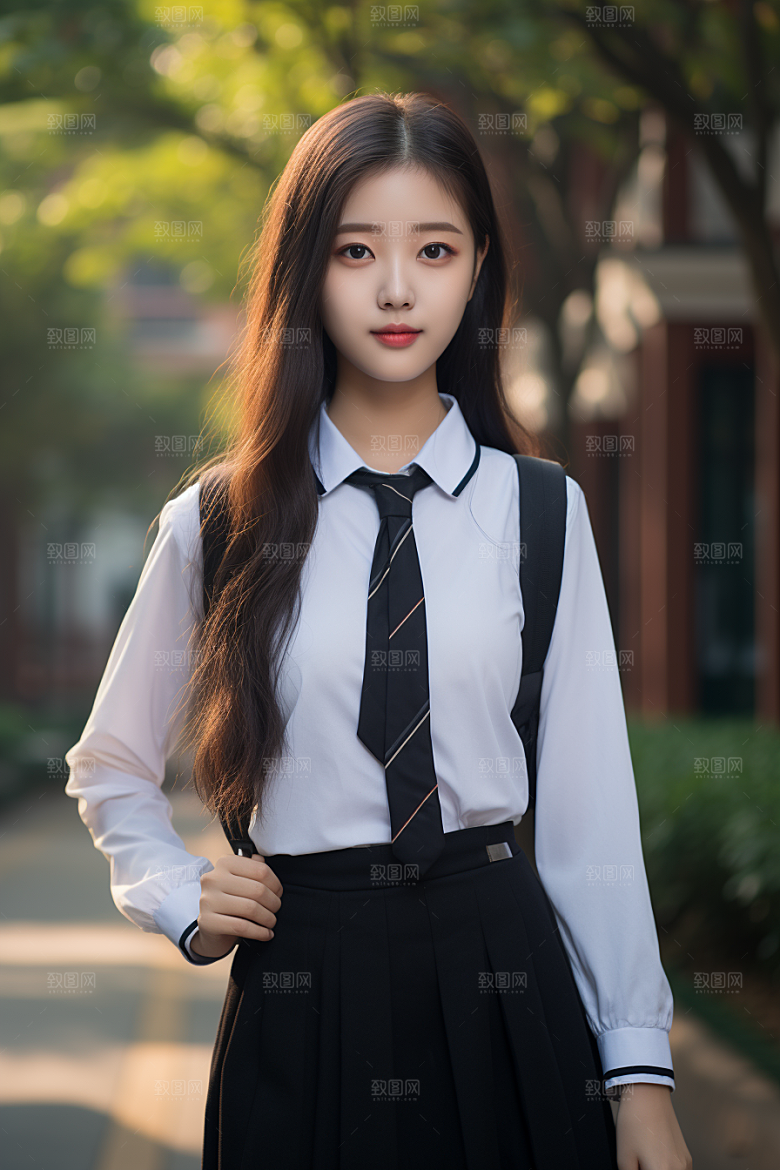 校服人物清新自然摄影图