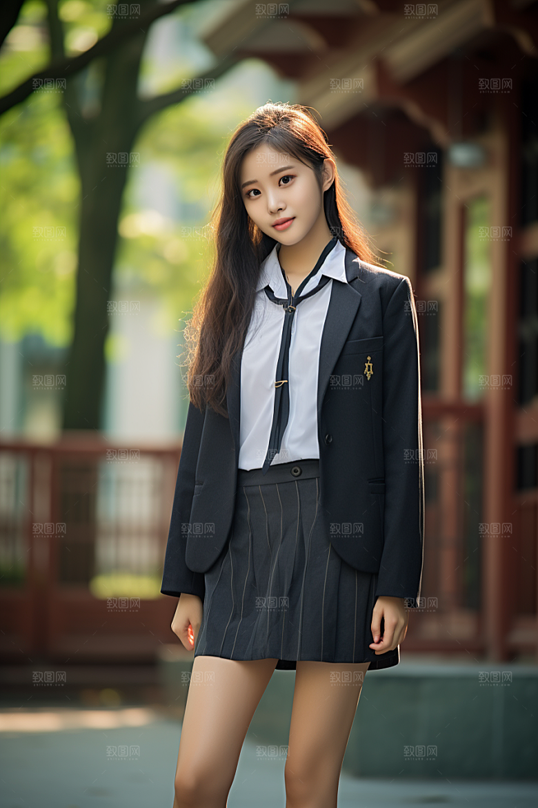 校服人物高清高中摄影图