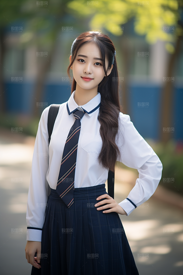 校服人物靓丽人像摄影图