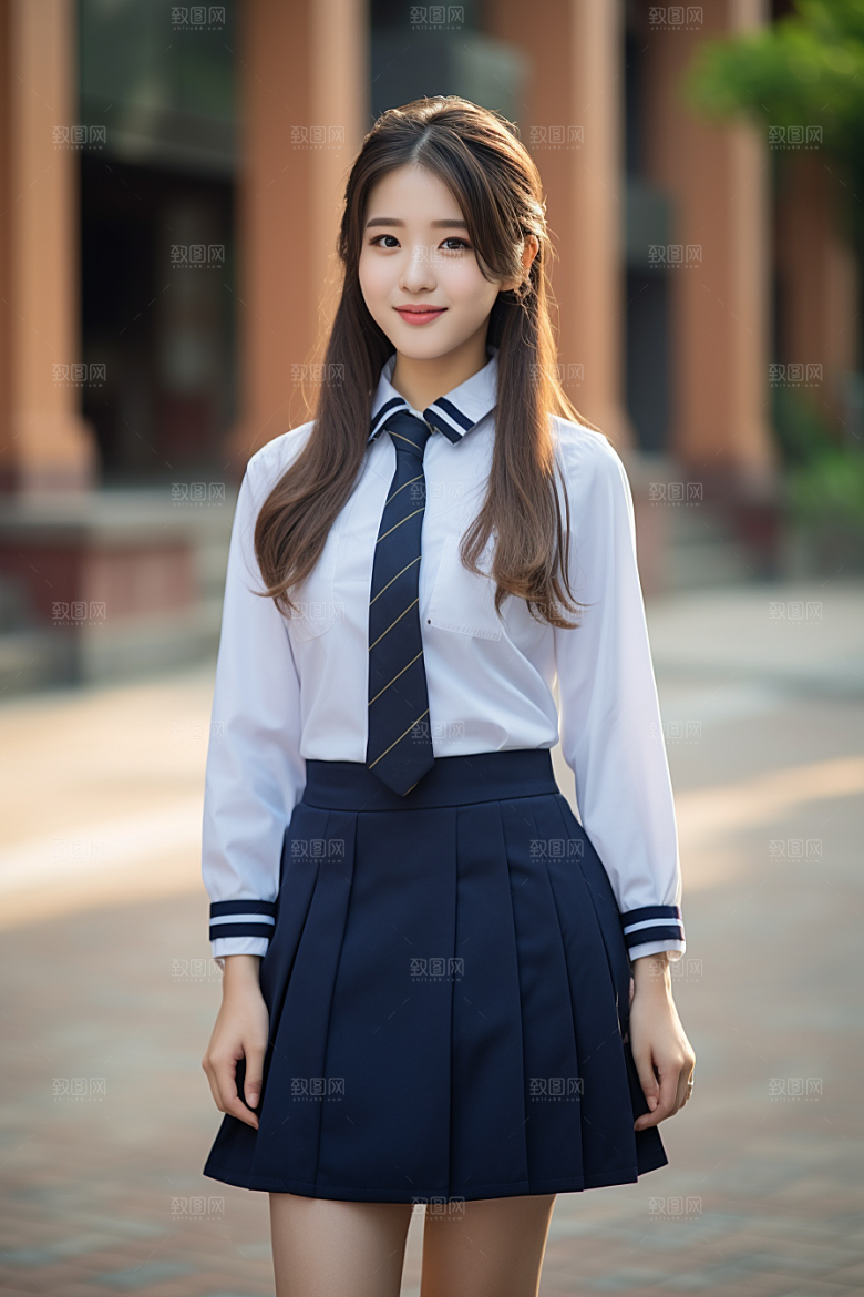 校服人物高清高中摄影图