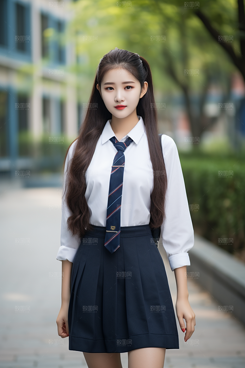 校服人物靓丽学生摄影图