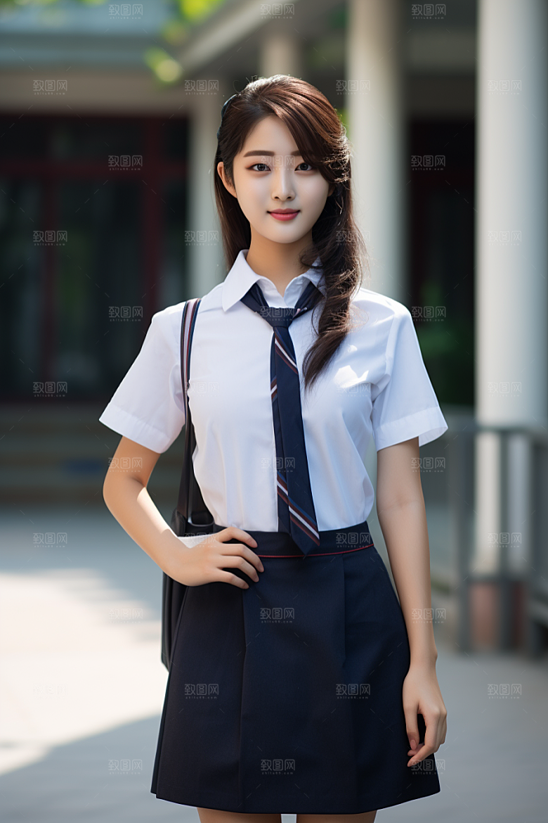 校服人物学校高中摄影图