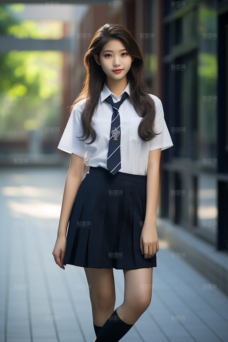 校服人物学生校园摄影图