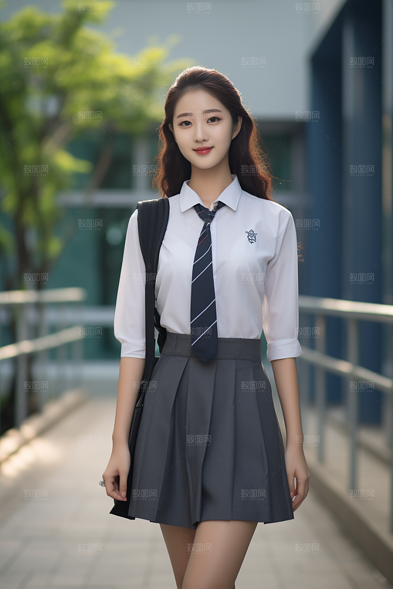 校服人物高中清新摄影图