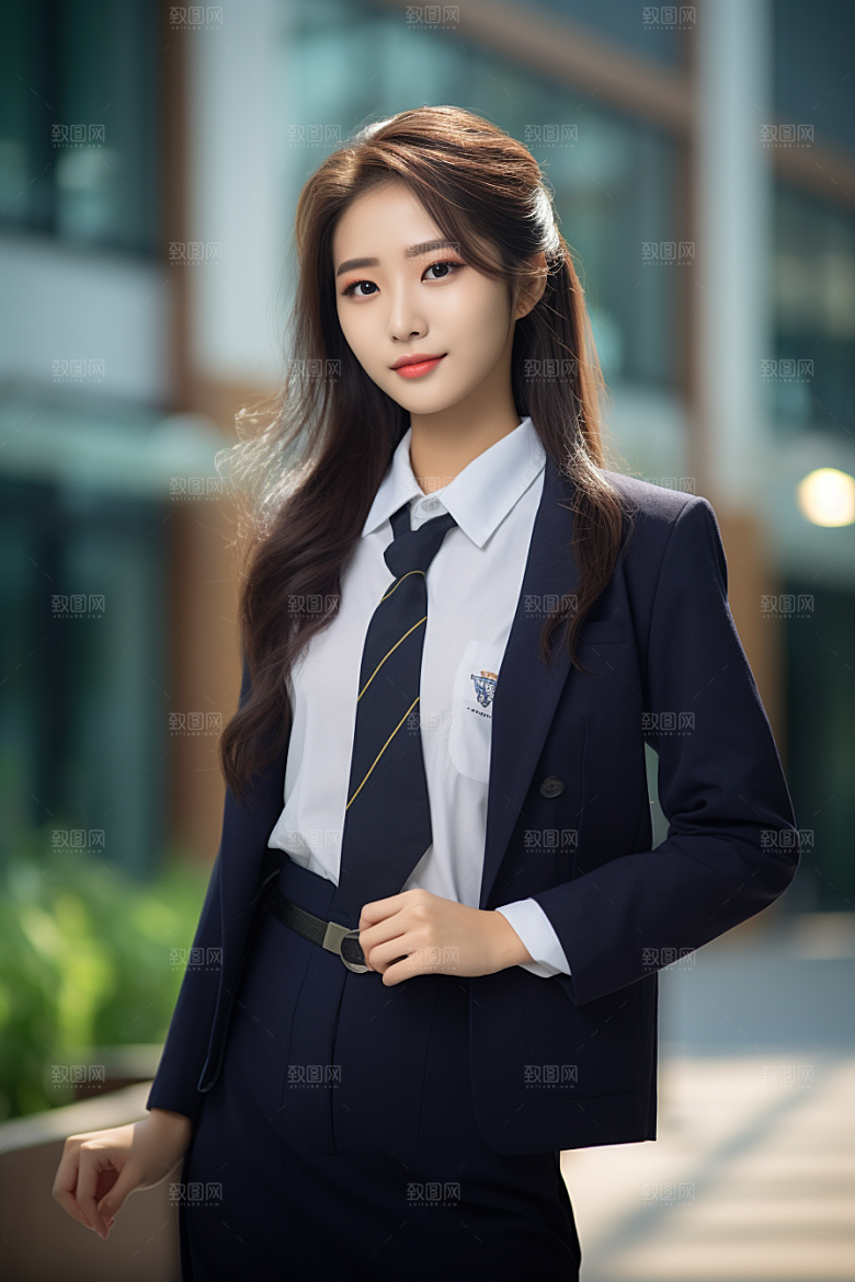 校服人物制服高中摄影图
