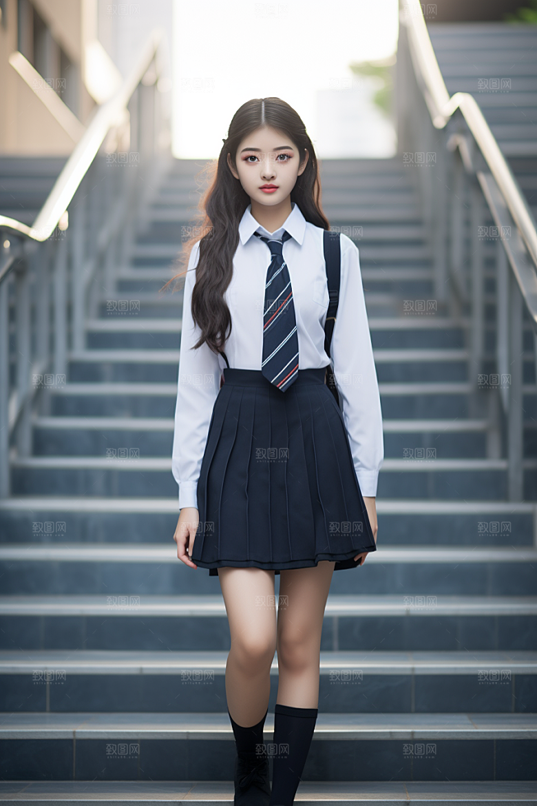 校服人物学生高中摄影图
