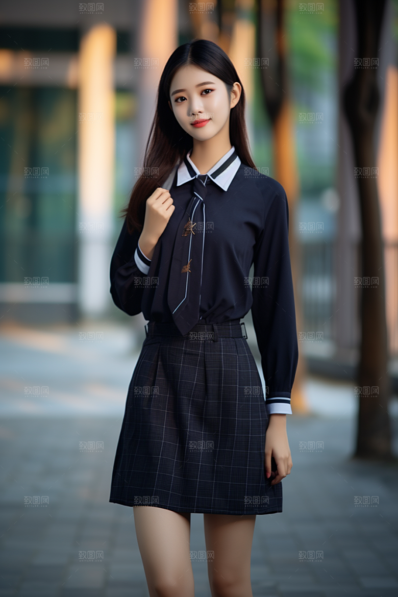 校服人物人像制服摄影图