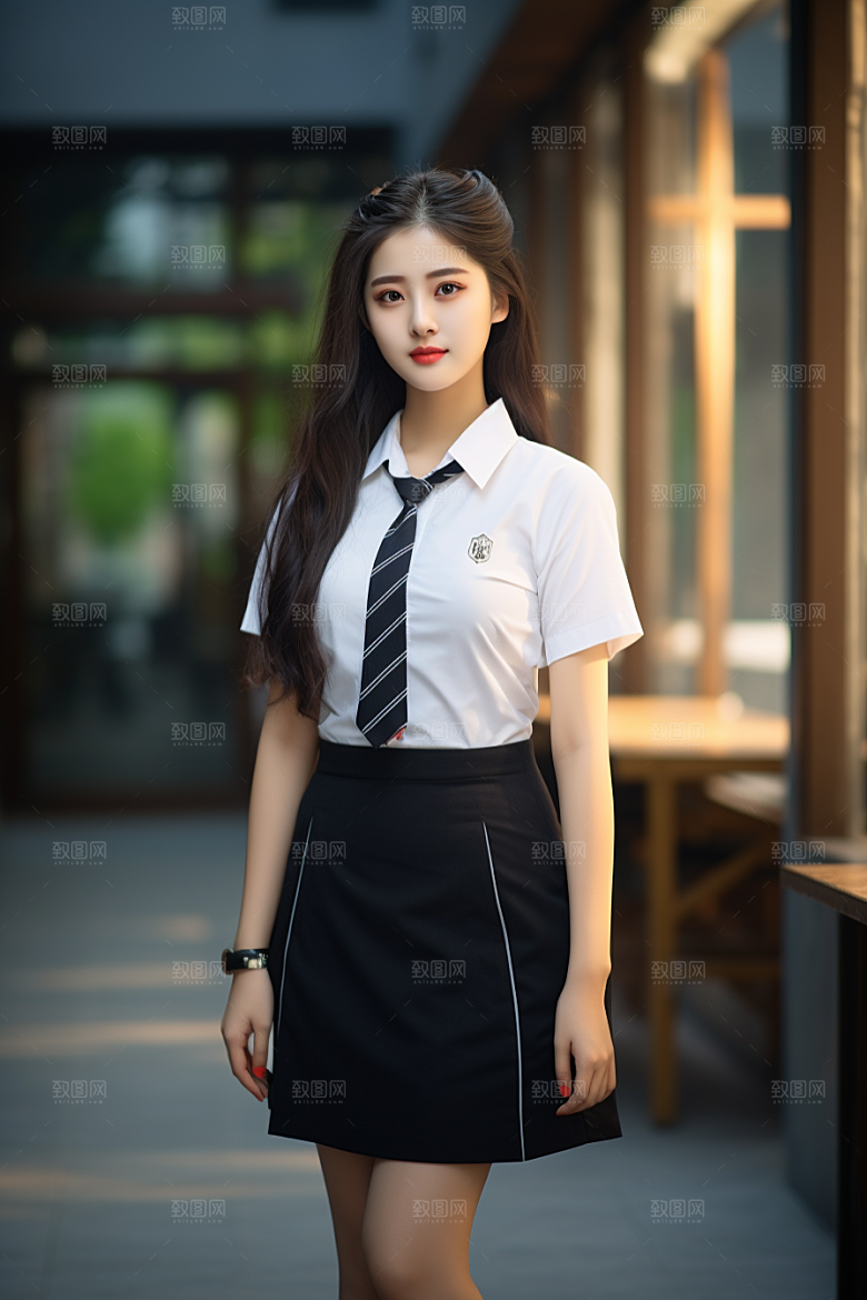 校服人物靓丽清新摄影图