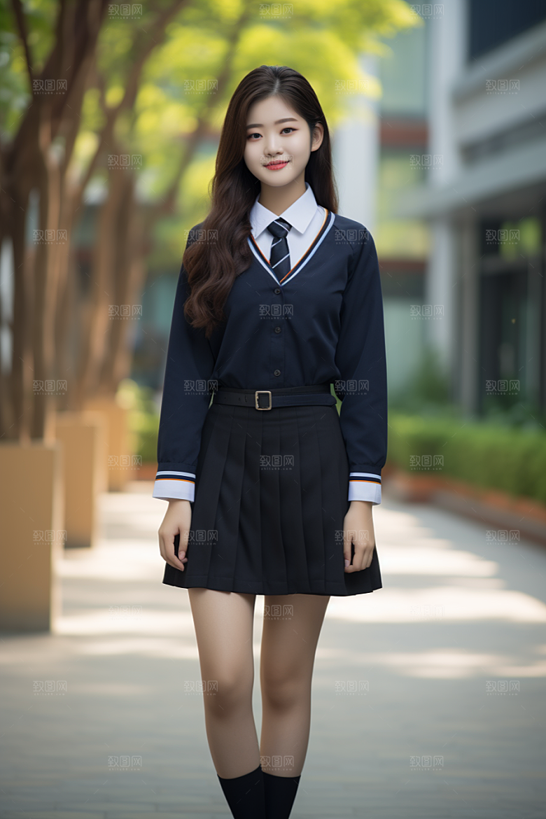 校服人物靓丽肖像摄影图