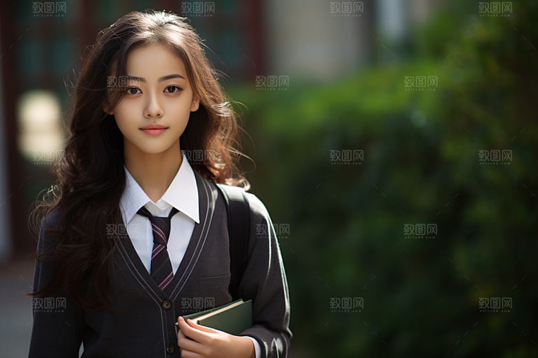 校服人物自然制服摄影图