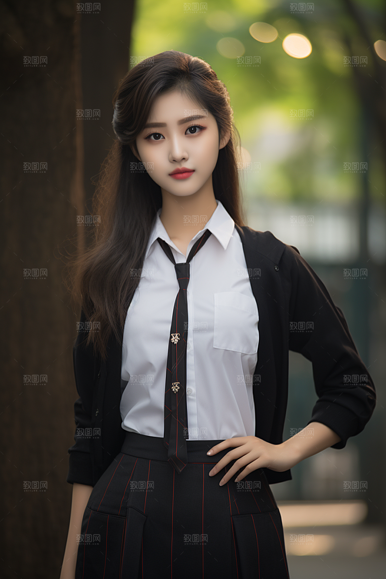 校服人物校园学生摄影图