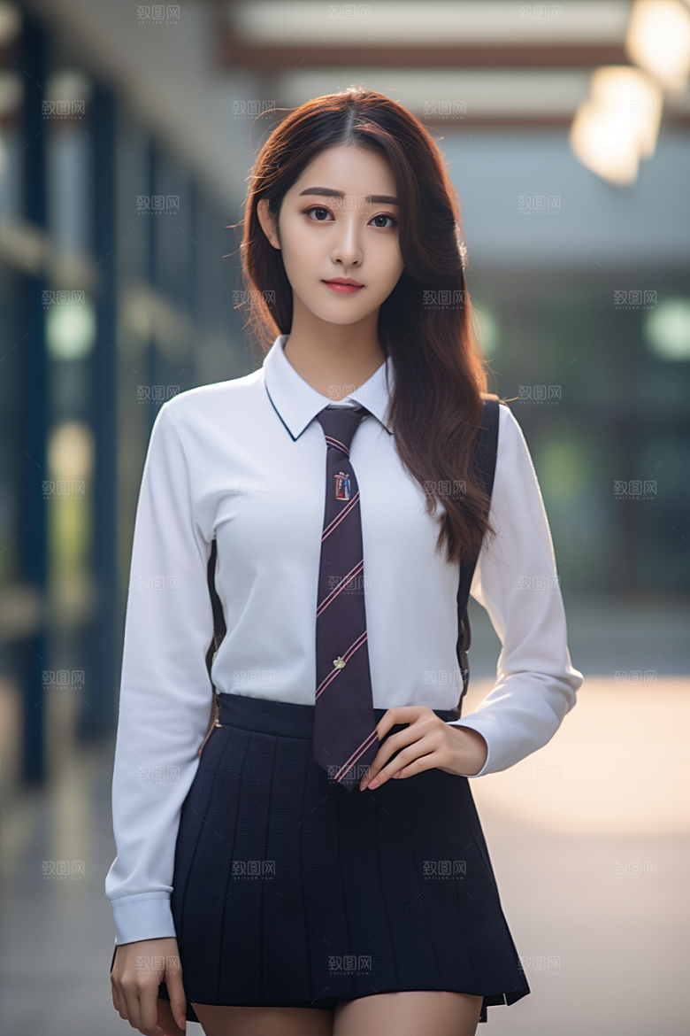 校服人物靓丽学生摄影图