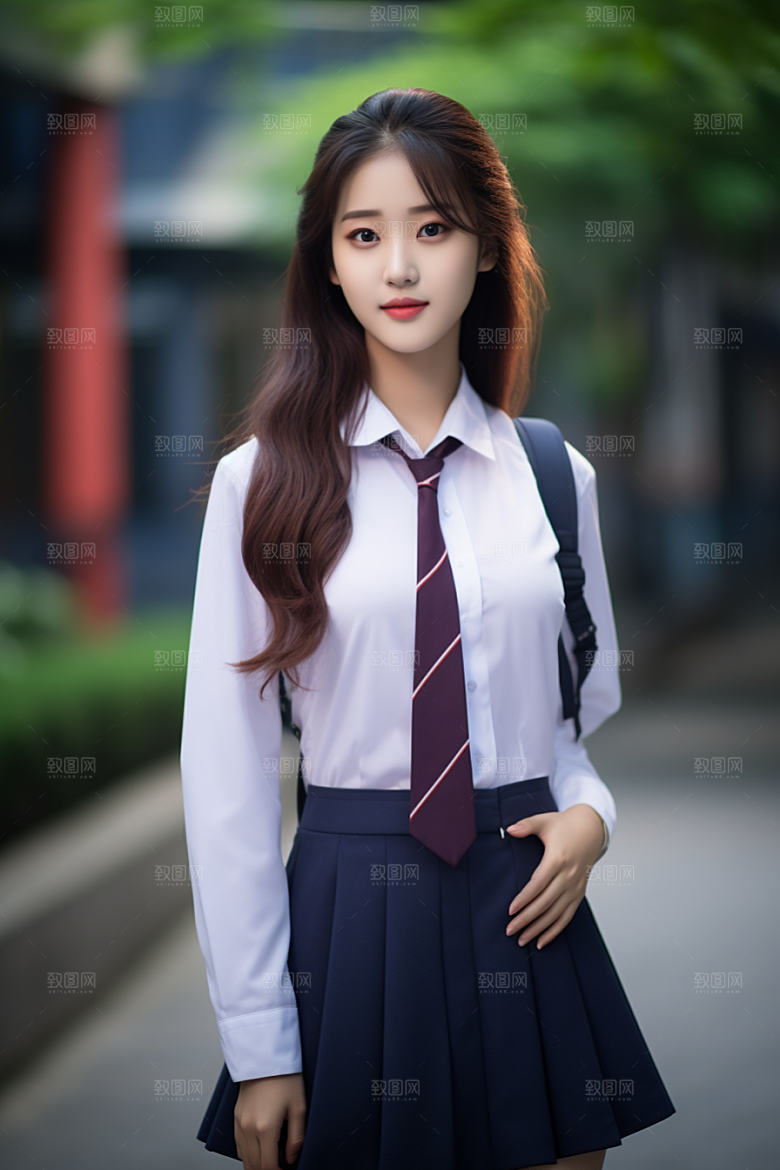 校服人物青少年学校摄影图