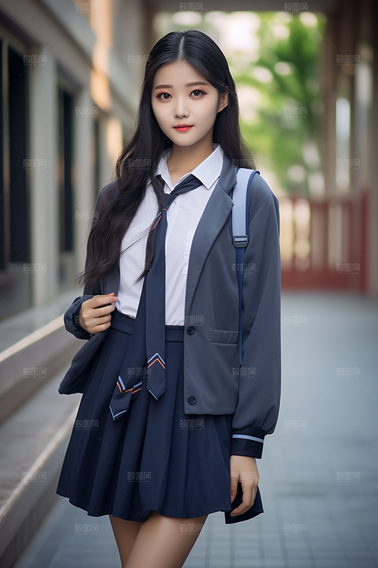 校服人物青少年制服摄影图