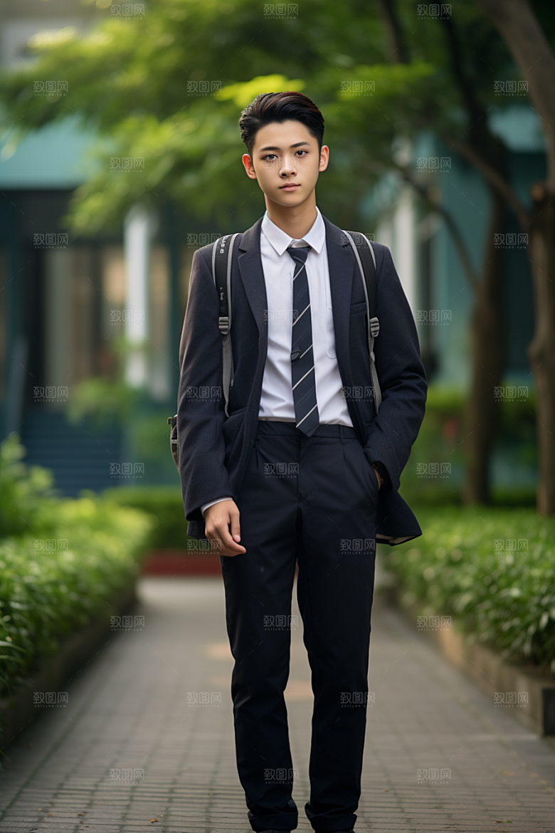 校服人物学校靓丽摄影图
