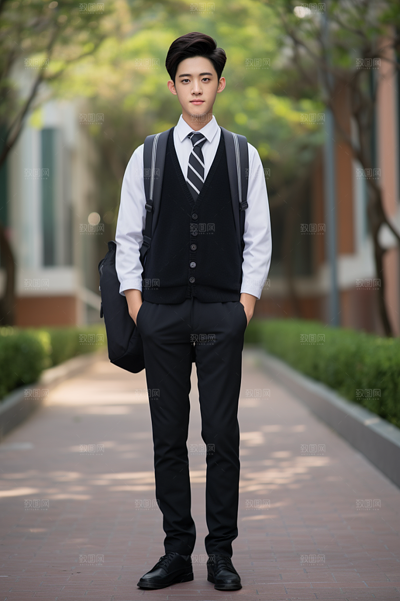 校服人物青少年校园摄影图