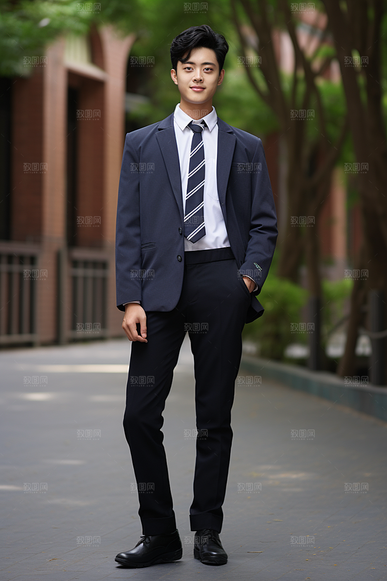 校服人物肖像自然摄影图