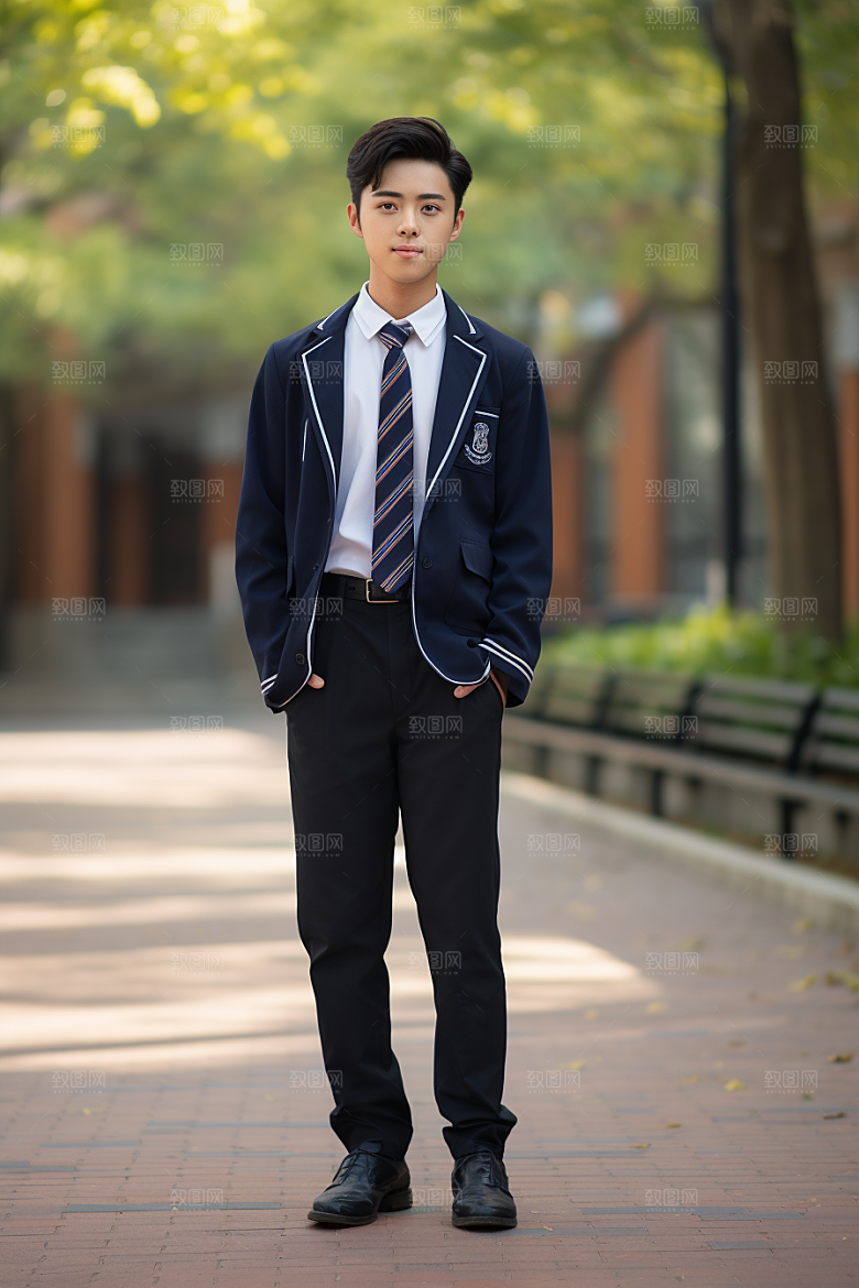 校服人物制服靓丽摄影图