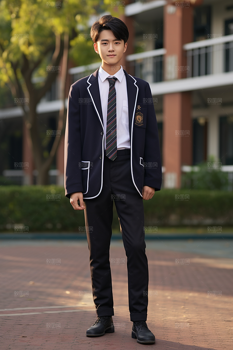 校服人物学校制服摄影图