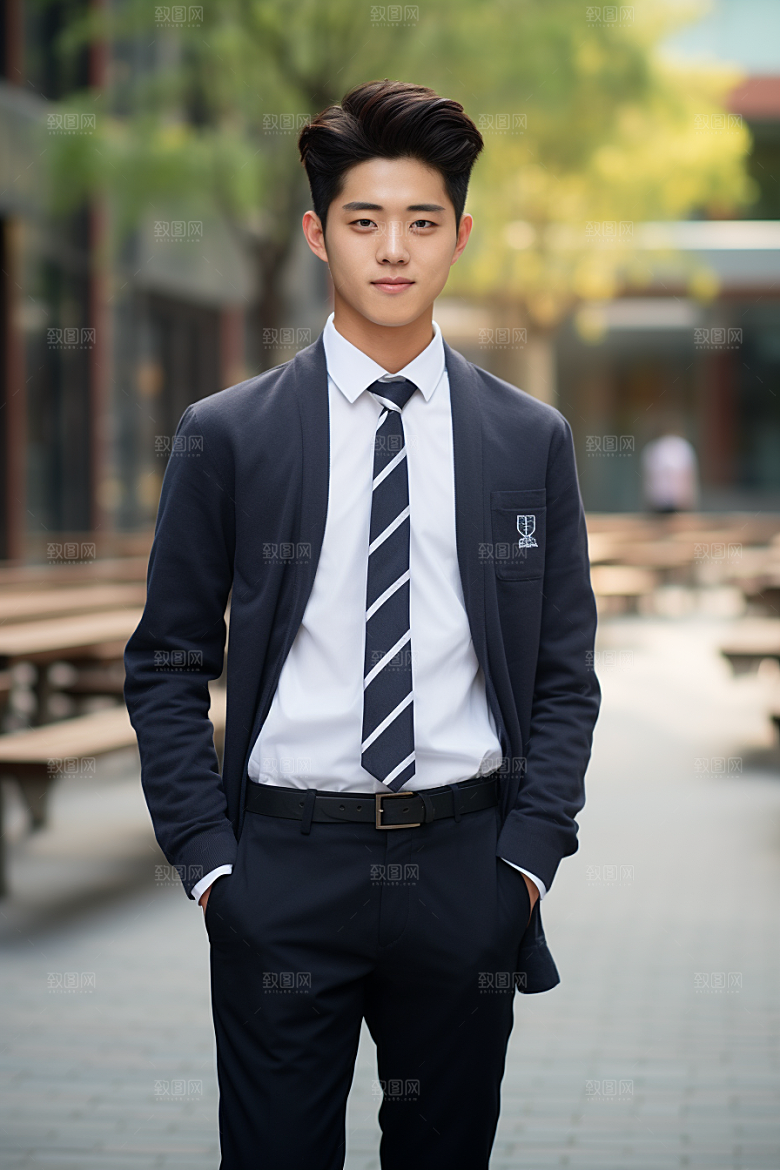 校服人物高清高中摄影图