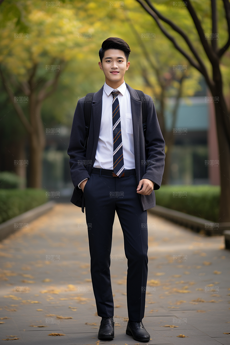 校服人物人像校园摄影图
