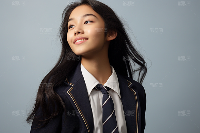 校服人物自然制服摄影图