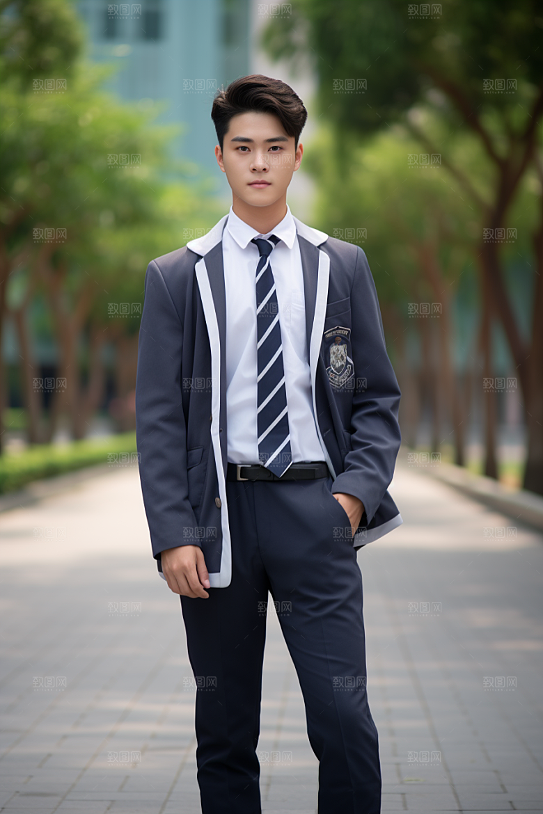校服人物青少年制服摄影图