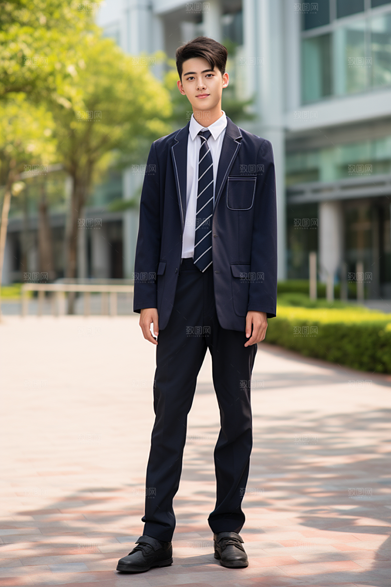 校服人物制服学校摄影图